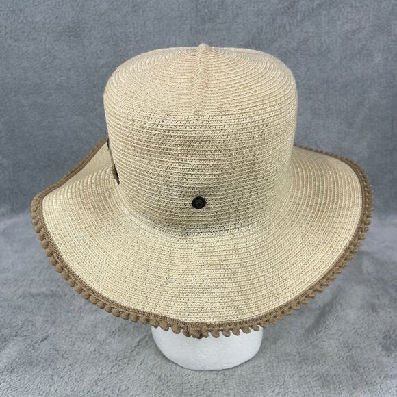 Filu Hats Forest Straw Hat Women's Smal Beige Decorative Pom Pom Trim Hand Made - Picture 5 of 11